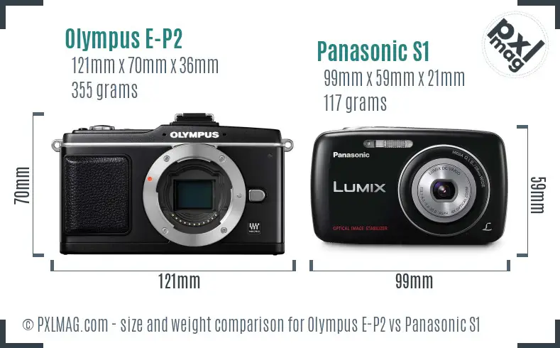 Olympus E-P2 vs Panasonic S1 size comparison