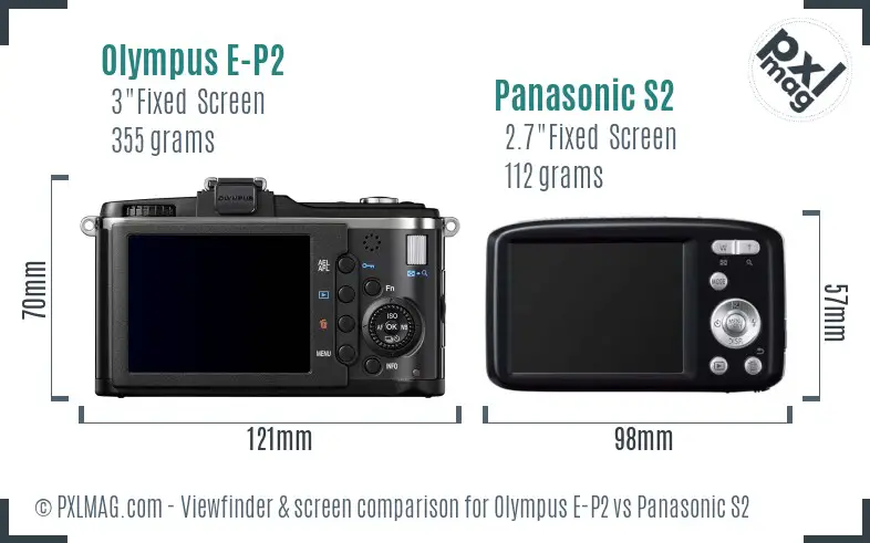 Olympus E-P2 vs Panasonic S2 Screen and Viewfinder comparison