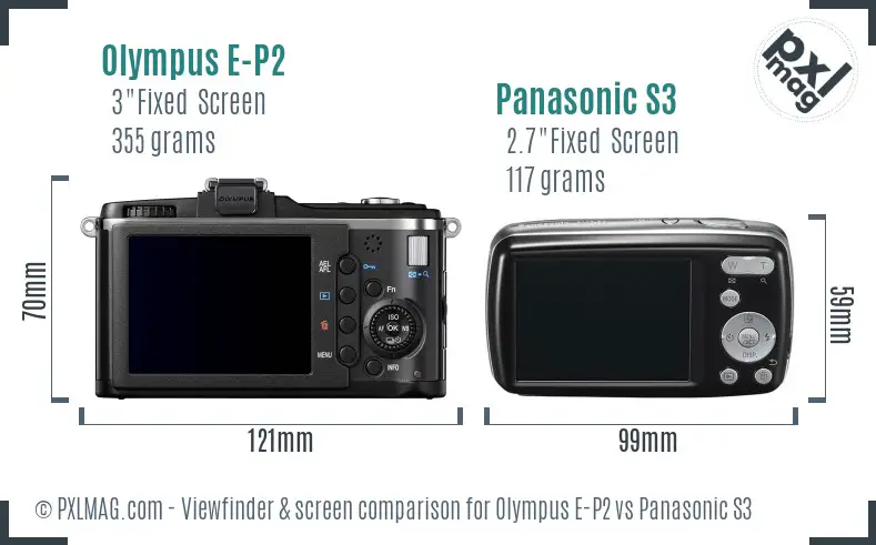 Olympus E-P2 vs Panasonic S3 Screen and Viewfinder comparison