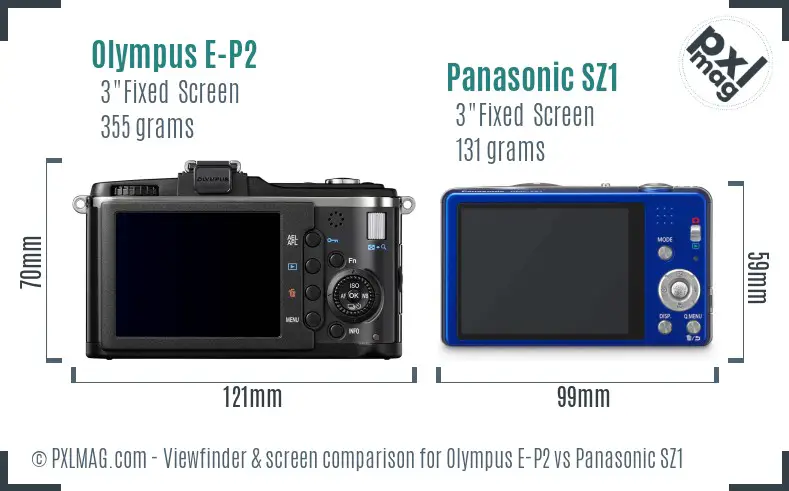 Olympus E-P2 vs Panasonic SZ1 Screen and Viewfinder comparison