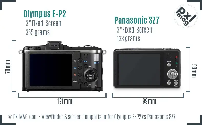 Olympus E-P2 vs Panasonic SZ7 Screen and Viewfinder comparison