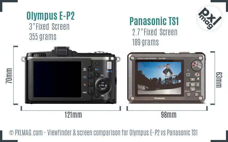 Olympus E-P2 vs Panasonic TS1 Screen and Viewfinder comparison