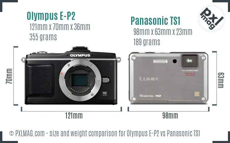 Olympus E-P2 vs Panasonic TS1 size comparison