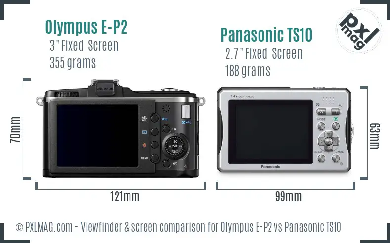 Olympus E-P2 vs Panasonic TS10 Screen and Viewfinder comparison