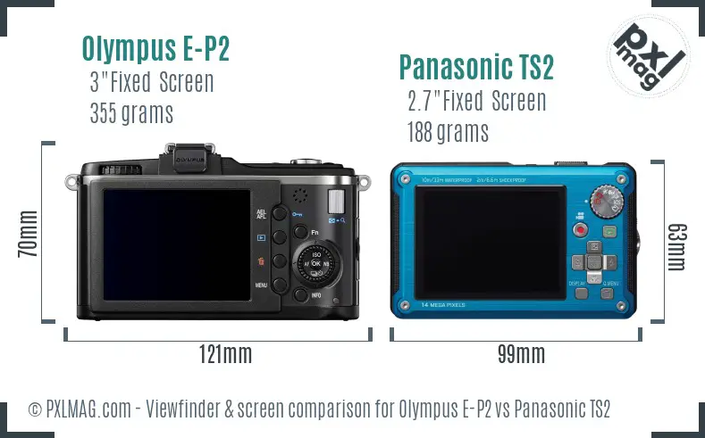 Olympus E-P2 vs Panasonic TS2 Screen and Viewfinder comparison