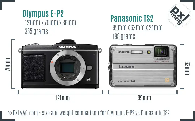 Olympus E-P2 vs Panasonic TS2 size comparison