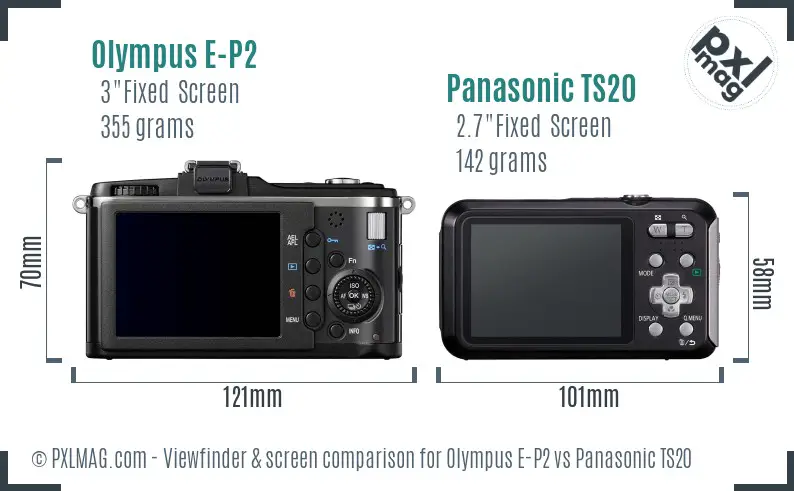 Olympus E-P2 vs Panasonic TS20 Screen and Viewfinder comparison