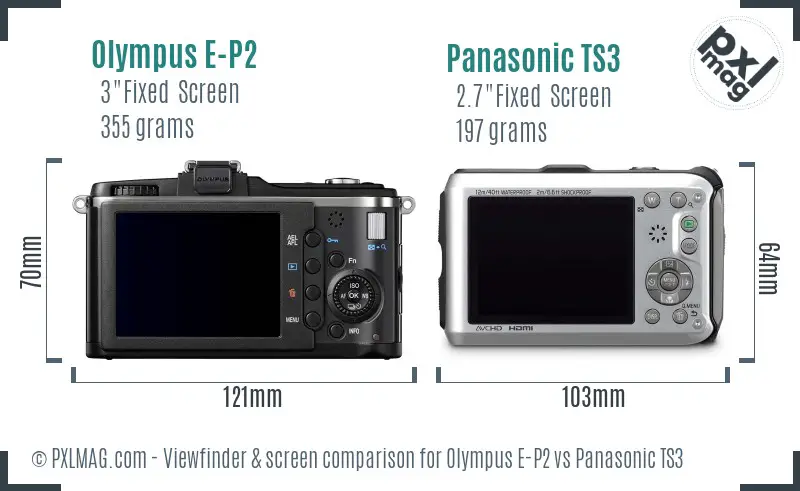 Olympus E-P2 vs Panasonic TS3 Screen and Viewfinder comparison