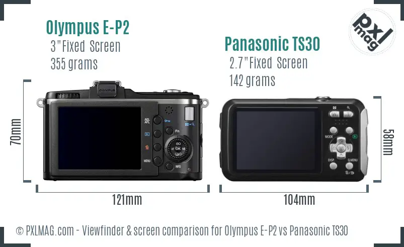 Olympus E-P2 vs Panasonic TS30 Screen and Viewfinder comparison