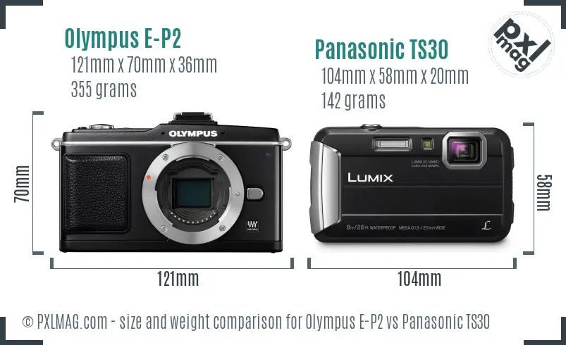 Olympus E-P2 vs Panasonic TS30 size comparison