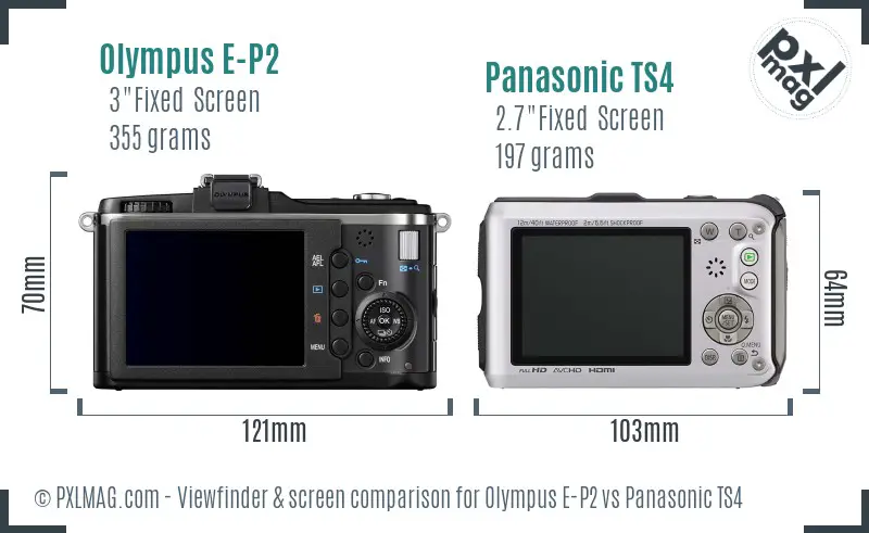 Olympus E-P2 vs Panasonic TS4 Screen and Viewfinder comparison
