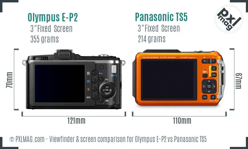 Olympus E-P2 vs Panasonic TS5 Screen and Viewfinder comparison