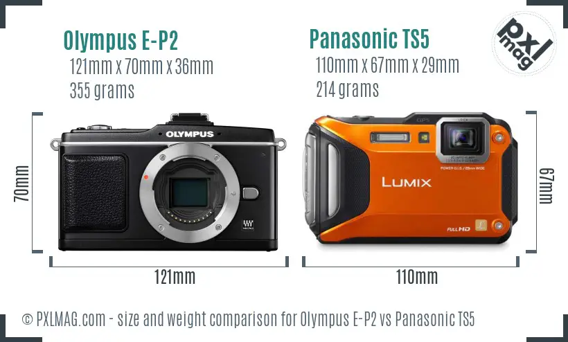 Olympus E-P2 vs Panasonic TS5 size comparison