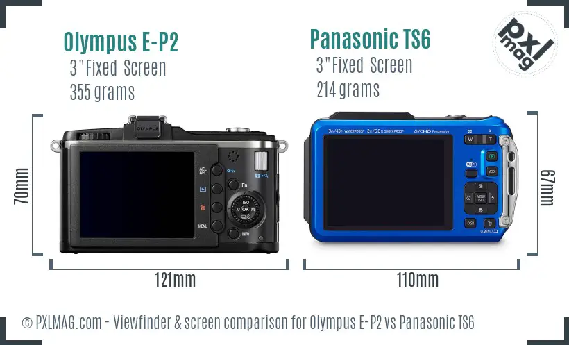 Olympus E-P2 vs Panasonic TS6 Screen and Viewfinder comparison