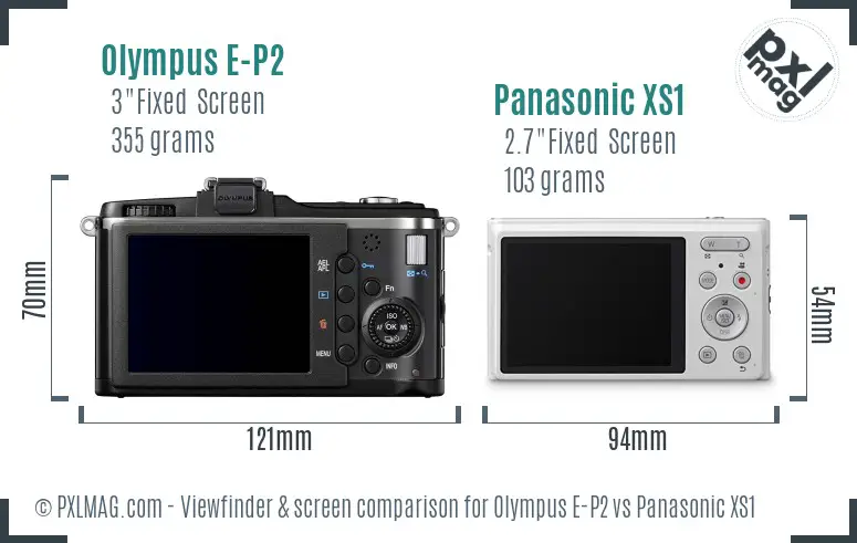 Olympus E-P2 vs Panasonic XS1 Screen and Viewfinder comparison