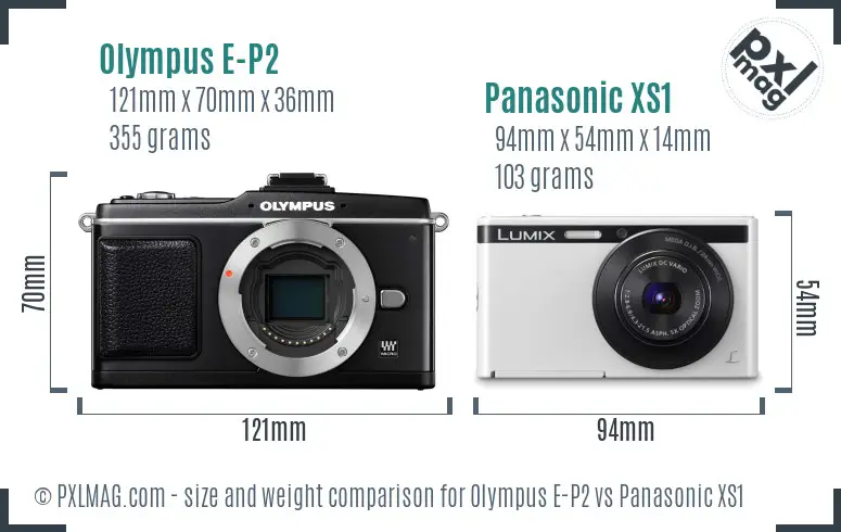 Olympus E-P2 vs Panasonic XS1 size comparison