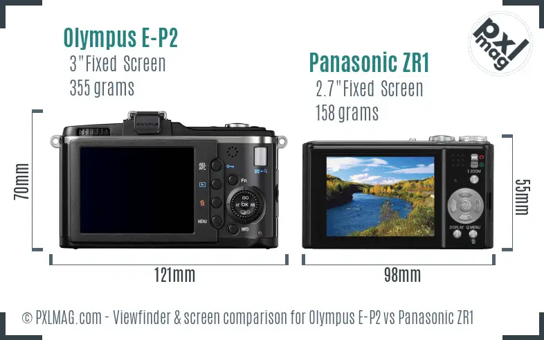 Olympus E-P2 vs Panasonic ZR1 Screen and Viewfinder comparison