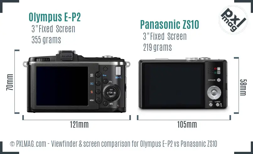 Olympus E-P2 vs Panasonic ZS10 Screen and Viewfinder comparison