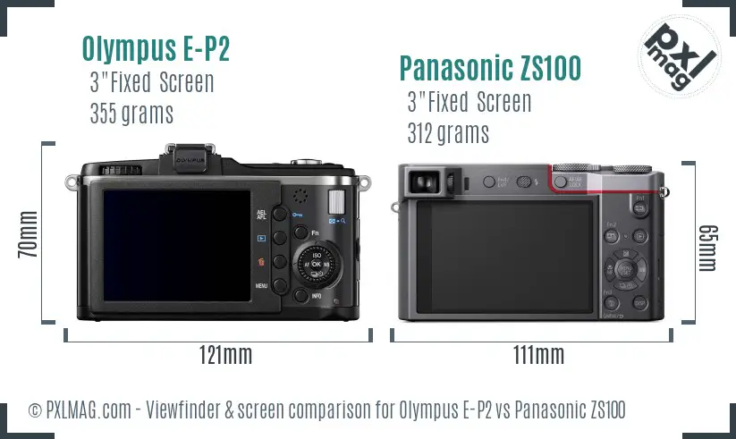 Olympus E-P2 vs Panasonic ZS100 Screen and Viewfinder comparison