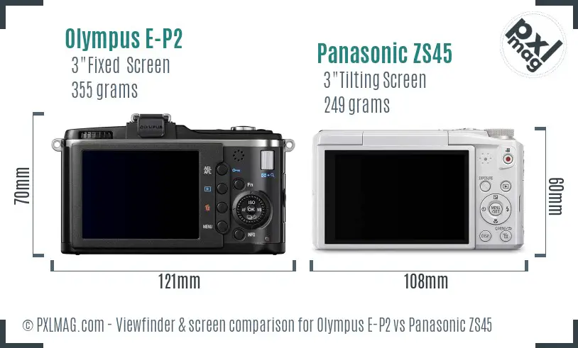 Olympus E-P2 vs Panasonic ZS45 Screen and Viewfinder comparison
