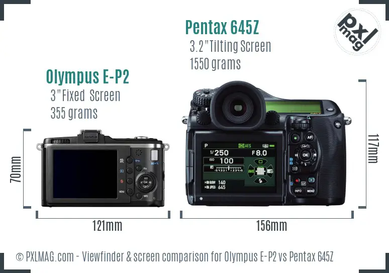 Olympus E-P2 vs Pentax 645Z Screen and Viewfinder comparison