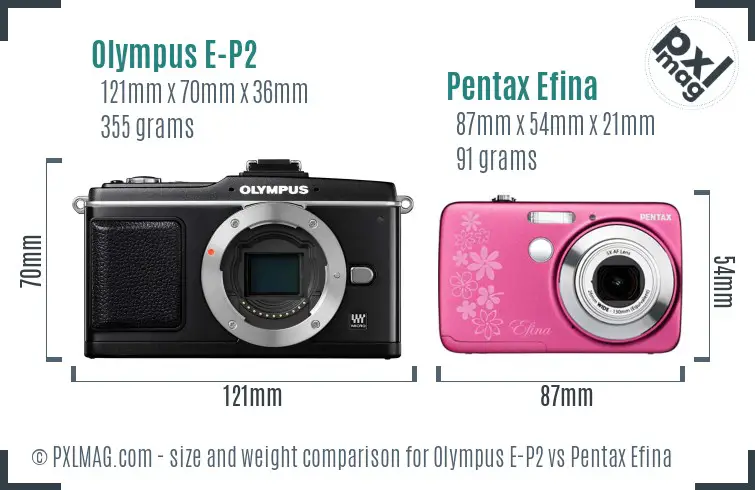 Olympus E-P2 vs Pentax Efina size comparison