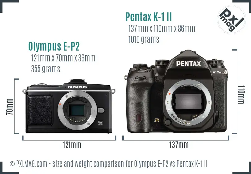 Olympus E-P2 vs Pentax K-1 II size comparison