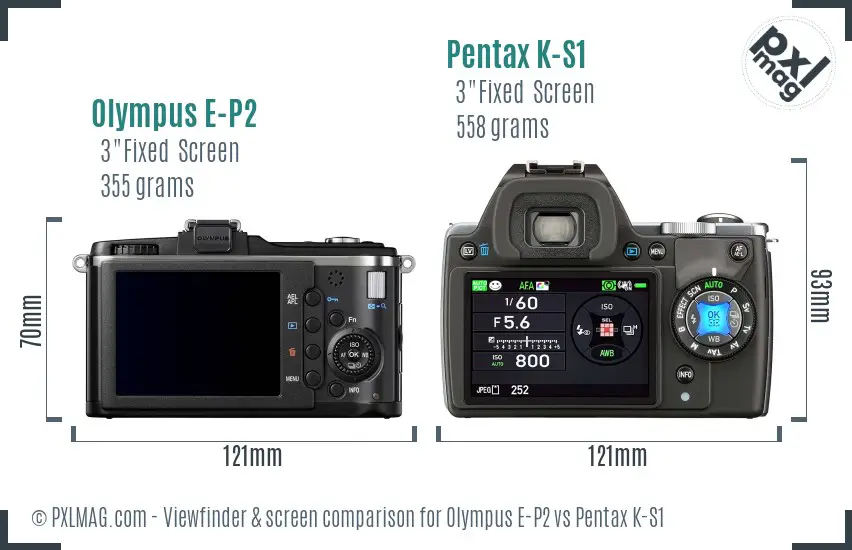 Olympus E-P2 vs Pentax K-S1 Screen and Viewfinder comparison