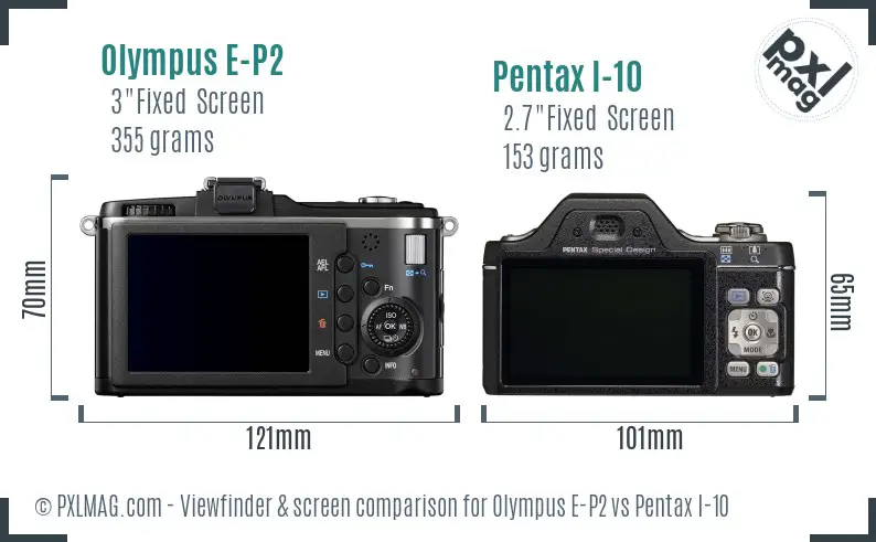 Olympus E-P2 vs Pentax I-10 Screen and Viewfinder comparison