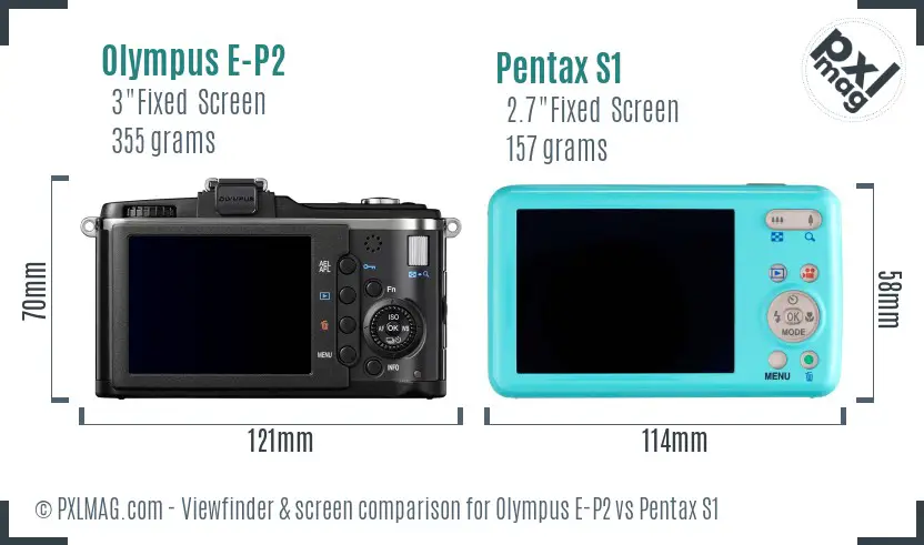 Olympus E-P2 vs Pentax S1 Screen and Viewfinder comparison