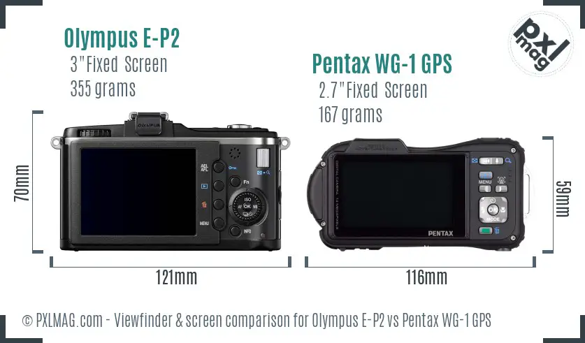 Olympus E-P2 vs Pentax WG-1 GPS Screen and Viewfinder comparison