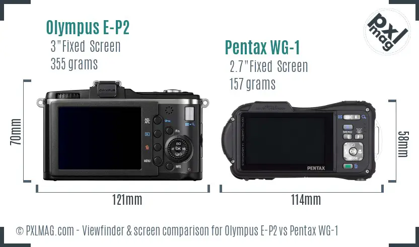 Olympus E-P2 vs Pentax WG-1 Screen and Viewfinder comparison