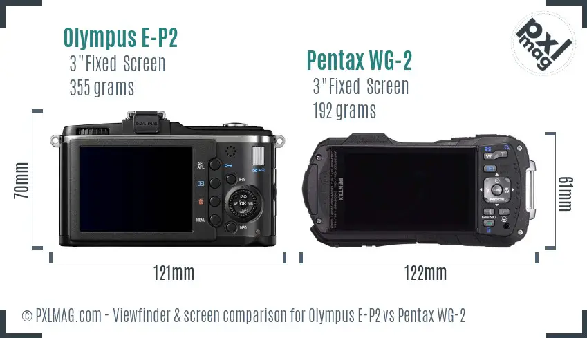 Olympus E-P2 vs Pentax WG-2 Screen and Viewfinder comparison