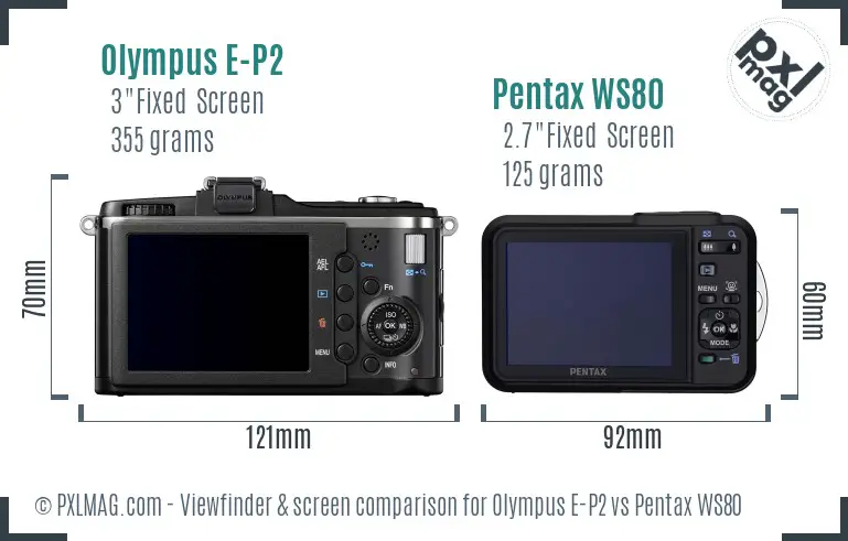 Olympus E-P2 vs Pentax WS80 Screen and Viewfinder comparison