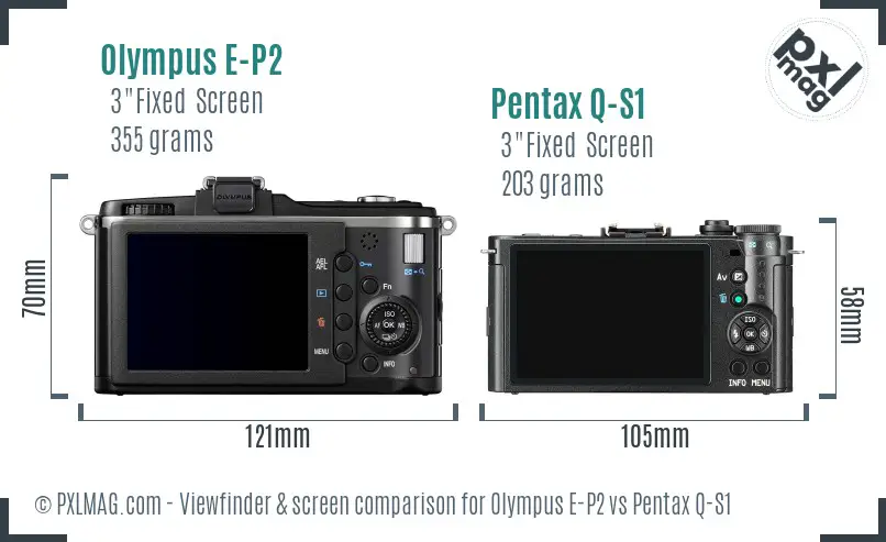 Olympus E-P2 vs Pentax Q-S1 Screen and Viewfinder comparison