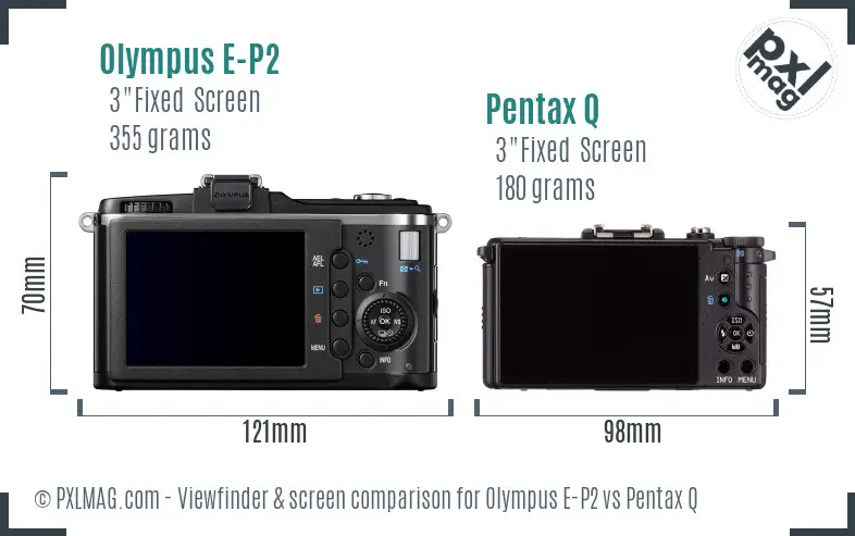 Olympus E-P2 vs Pentax Q Screen and Viewfinder comparison