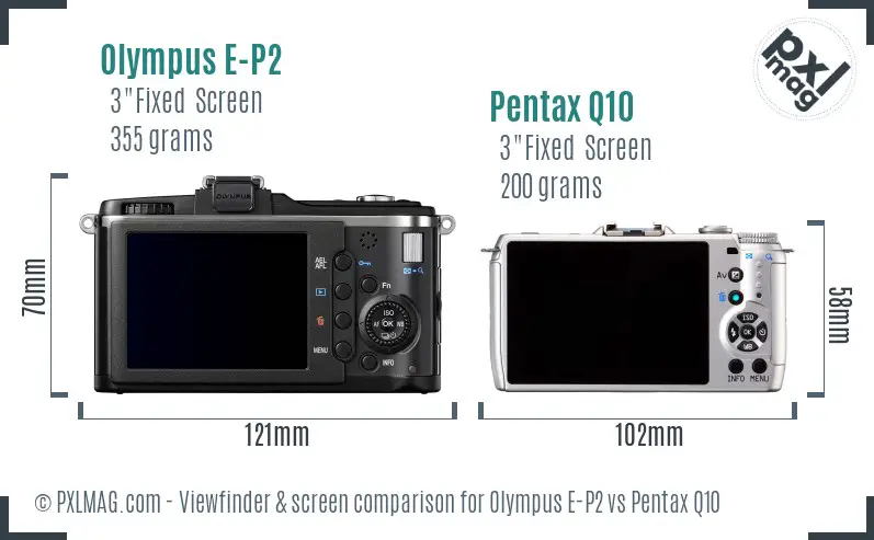 Olympus E-P2 vs Pentax Q10 Screen and Viewfinder comparison