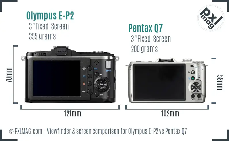 Olympus E-P2 vs Pentax Q7 Screen and Viewfinder comparison