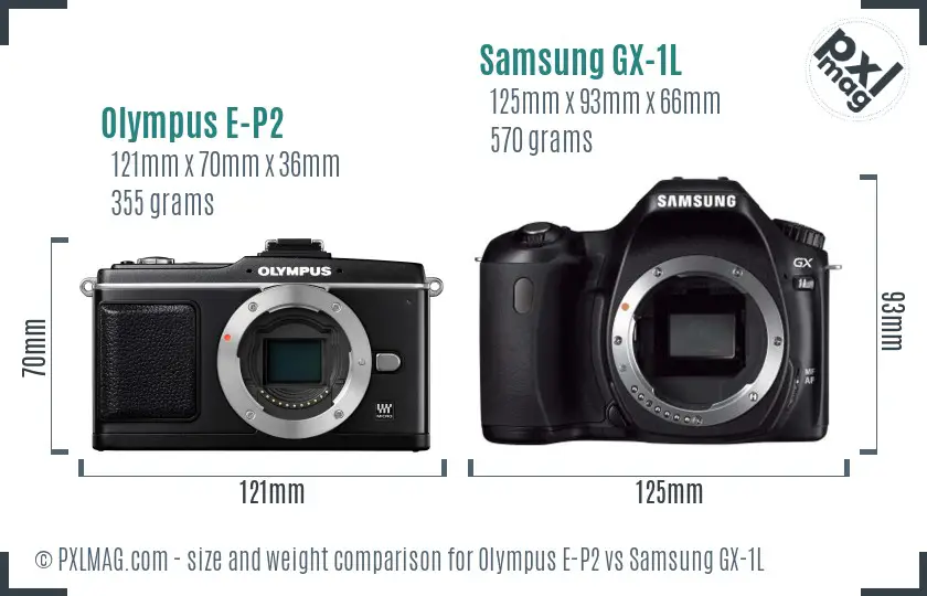 Olympus E-P2 vs Samsung GX-1L size comparison
