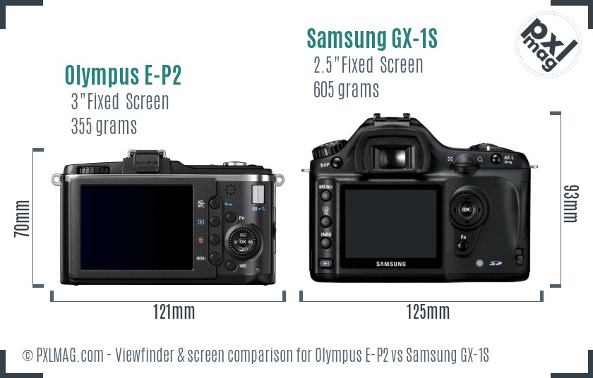 Olympus E-P2 vs Samsung GX-1S Screen and Viewfinder comparison