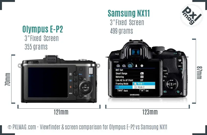 Olympus E-P2 vs Samsung NX11 Screen and Viewfinder comparison