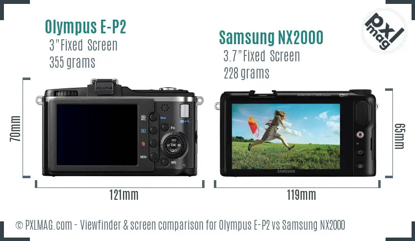 Olympus E-P2 vs Samsung NX2000 Screen and Viewfinder comparison