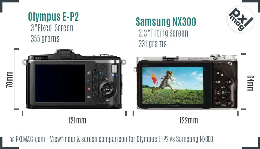 Olympus E-P2 vs Samsung NX300 Screen and Viewfinder comparison