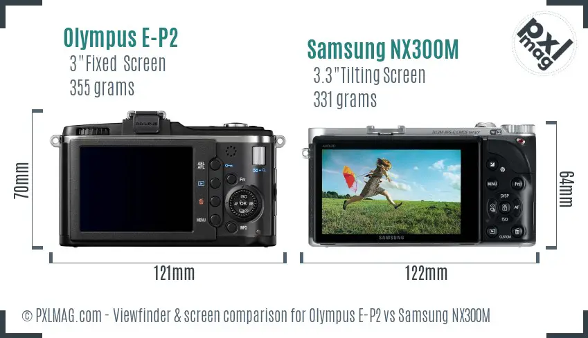 Olympus E-P2 vs Samsung NX300M Screen and Viewfinder comparison