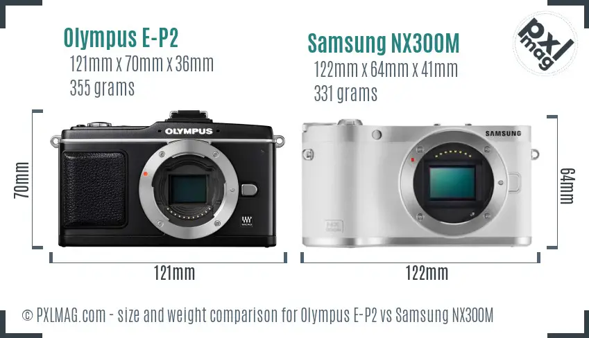 Olympus E-P2 vs Samsung NX300M size comparison