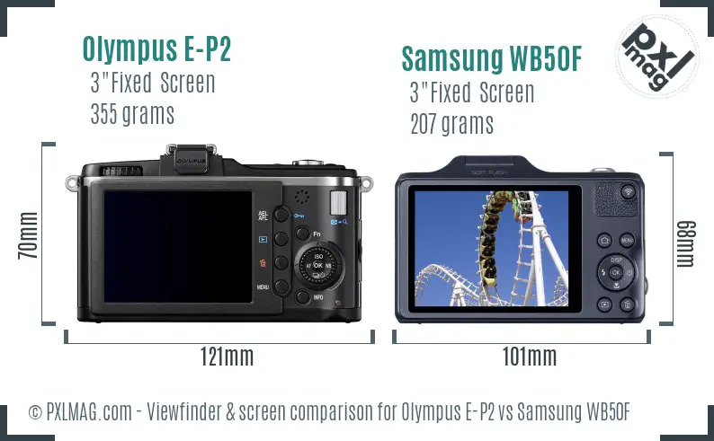 Olympus E-P2 vs Samsung WB50F Screen and Viewfinder comparison