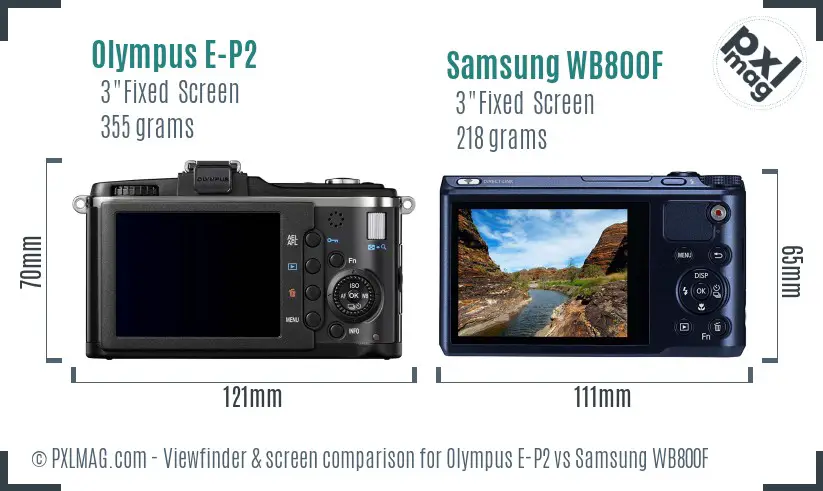 Olympus E-P2 vs Samsung WB800F Screen and Viewfinder comparison