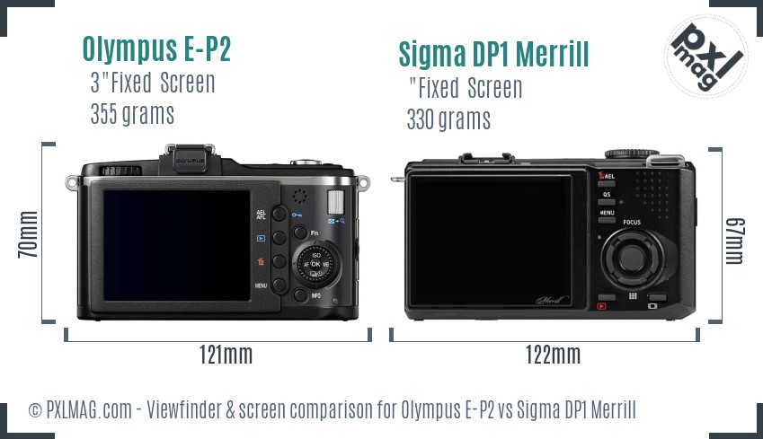 Olympus E-P2 vs Sigma DP1 Merrill Screen and Viewfinder comparison
