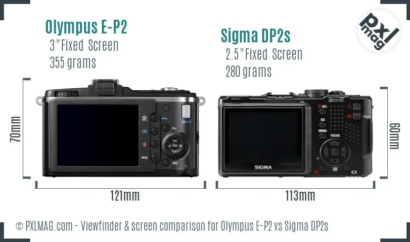 Olympus E-P2 vs Sigma DP2s Screen and Viewfinder comparison