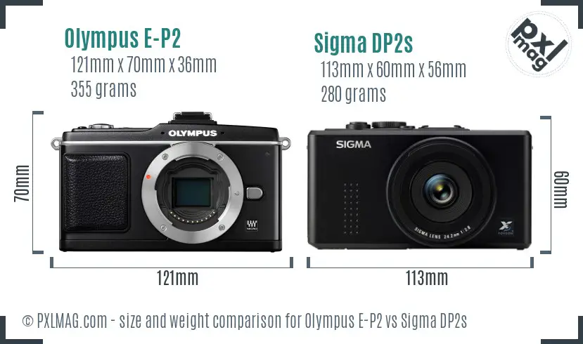 Olympus E-P2 vs Sigma DP2s size comparison